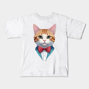 Fancy Cat with Bowtie no.12 Kids T-Shirt